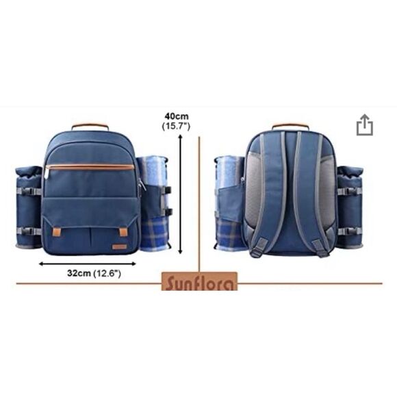 Sunflora Picnic Backpack for 4 Person with Blanket Picnic Basket Set for 2 with - Picture 6 of 6